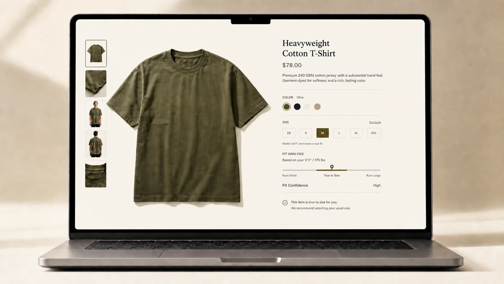 WooChim comparing clothing sizes with clear fit evidence